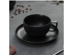 Чайная пара фарфоровая Magistro Carbon, 2 предмета: чашка 250 мл, блюдце d=16,4 см, цвет чёрный #425554