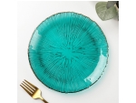 Тарелка стеклянная «Фейерверк», d=20,5 см, цвет изумрудный #427037