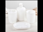 Набор из 4 белых аксессуаров для ванной комнаты Aqua: дозатор, мыльница, 2 стакана #427703