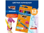 Карандаши 12 цветов, детские, шестигранные, BIC Kids Tropicolors, пластиковые, ударопрочный грифель 3.2мм, картонная упаковка #430693