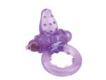 Фиолетовое эрекционное кольцо с вибрацией и рельефным язычком NUBBY CLITORAL PROBE COCKRING #50548