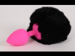 Розовая анальная пробка с черным хвостом "Задорный Кролик" #54565