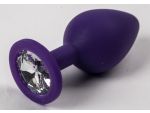 Фиолетовая силиконовая пробка с прозрачным кристаллом - 9,5 см. #54568