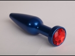 Синяя анальная пробка с красным кристаллом - 11,2 см. #54593