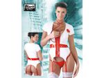 Оригинальный костюм медсестры: лаковый топ с пажами и трусики #55304