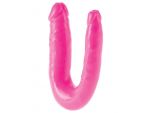 Ярко-розовый U-образный фаллоимитатор Double Trouble - 34,3 см. #55861