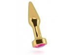Золотистая анальная пробка R9 RICH Gold/Pink Sapphire с розовым кристаллом - 12 см. #56670