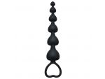 Чёрная анальная цепочка Heart's Beads Black - 18 см. #57249