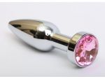 Удлинённая серебристая пробка с розовым кристаллом - 11,2 см. #61549