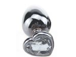 Малая серебристая пробка с прозрачным кристаллом-сердечком - 7,5 см. #61660