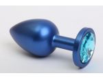Синяя анальная пробка с голубым кристаллом - 8,2 см.