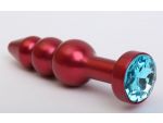 Красная анальная ёлочка с голубым кристаллом - 11,2 см. #61671