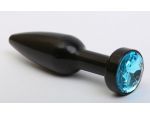 Чёрная удлинённая пробка с голубым кристаллом - 11,2 см. #61706