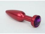 Большая красная анальная пробка с фиолетовым стразом - 11,2 см. #61932