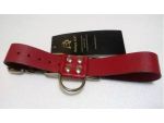 Широкие красные ременные наручники с полукольцом #62656