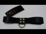 Чёрные широкие ременные наручники с полукольцом #62657