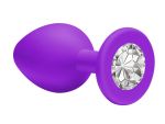 Малая фиолетовая анальная пробка Emotions Cutie Small с прозрачным кристаллом - 7,5 см. #64368