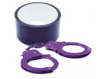 Набор для фиксации BONDX METAL CUFFS AND RIBBON: фиолетовые наручники из листового материала и липкая лента #64909