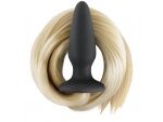 Чёрная анальная пробка с хвостом цвета блонд Filly Tails Palomino #66961