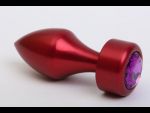 Красная анальная пробка с фиолетовым кристаллом - 7,8 см. #80506