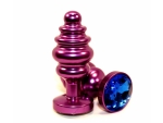 Фиолетовая рифленая пробка с синим кристаллом - 7,3 см. #80534