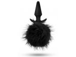 Силиконовая анальная пробка с чёрным заячьим хвостом Fur Pom Pom - 12,7 см. #83155