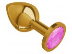 Золотистая средняя пробка с розовым кристаллом - 8,5 см. #85528