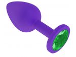 Фиолетовая силиконовая пробка с зеленым кристаллом - 7,3 см.  #85748