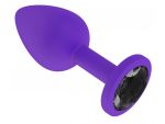 Фиолетовая силиконовая пробка с чёрным кристаллом - 7,3 см. #85754