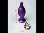 Фиолетовая металлическая анальная пробка с колечком - 8,7 см. #86439