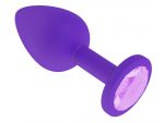 Фиолетовая силиконовая пробка с сиреневым кристаллом - 7,3 см. #92126