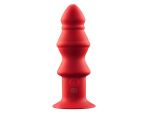 Красный ребристый анальный вибромассажер - 12,7 см. #92175